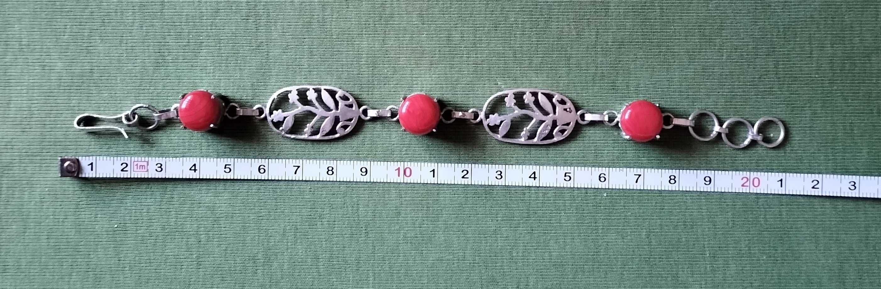 Pulseira em prata e coral
