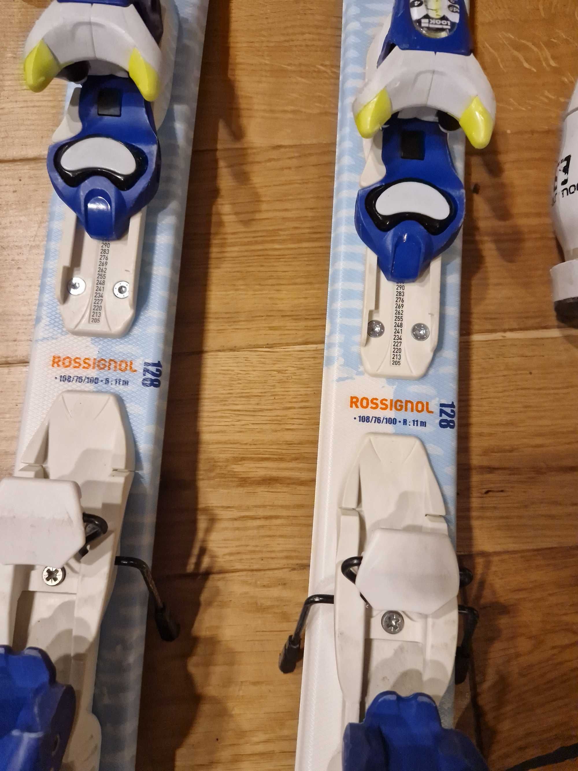 Narty Rossignol Minionki 128 cm, buty Salomon komplet