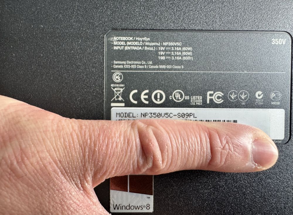 Samaung Seria 3 NP350V5C-S09PL - bez hdd i zasilacza