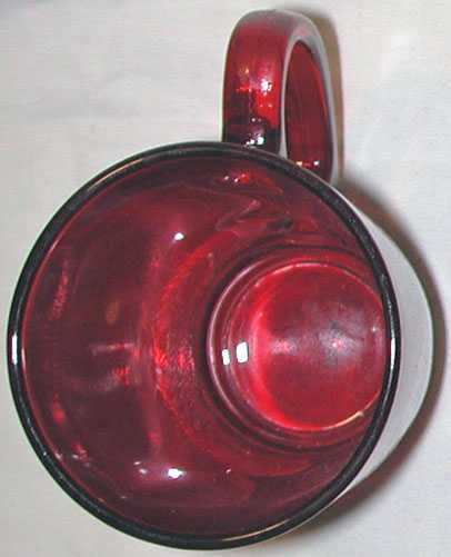 Kolekcjonerska Czerwona Szklanka Burgundowa w Białe Wzorki z Uszkiem