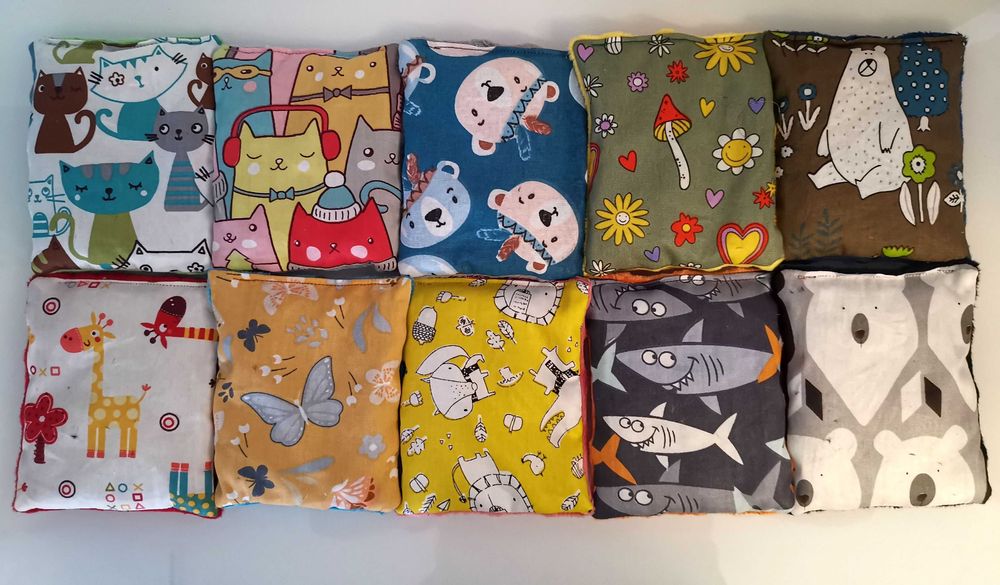 Woreczki sensoryczne 10szt.Ryż i groch.Bawełna/minky+woreczek zbiorczy