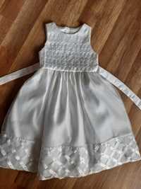 Sukienka American Princess 7 Biała tiulowa perełki 128 komunia wesele