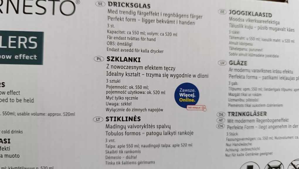 Nowy zestaw 6 szklanek z efektem tęczy