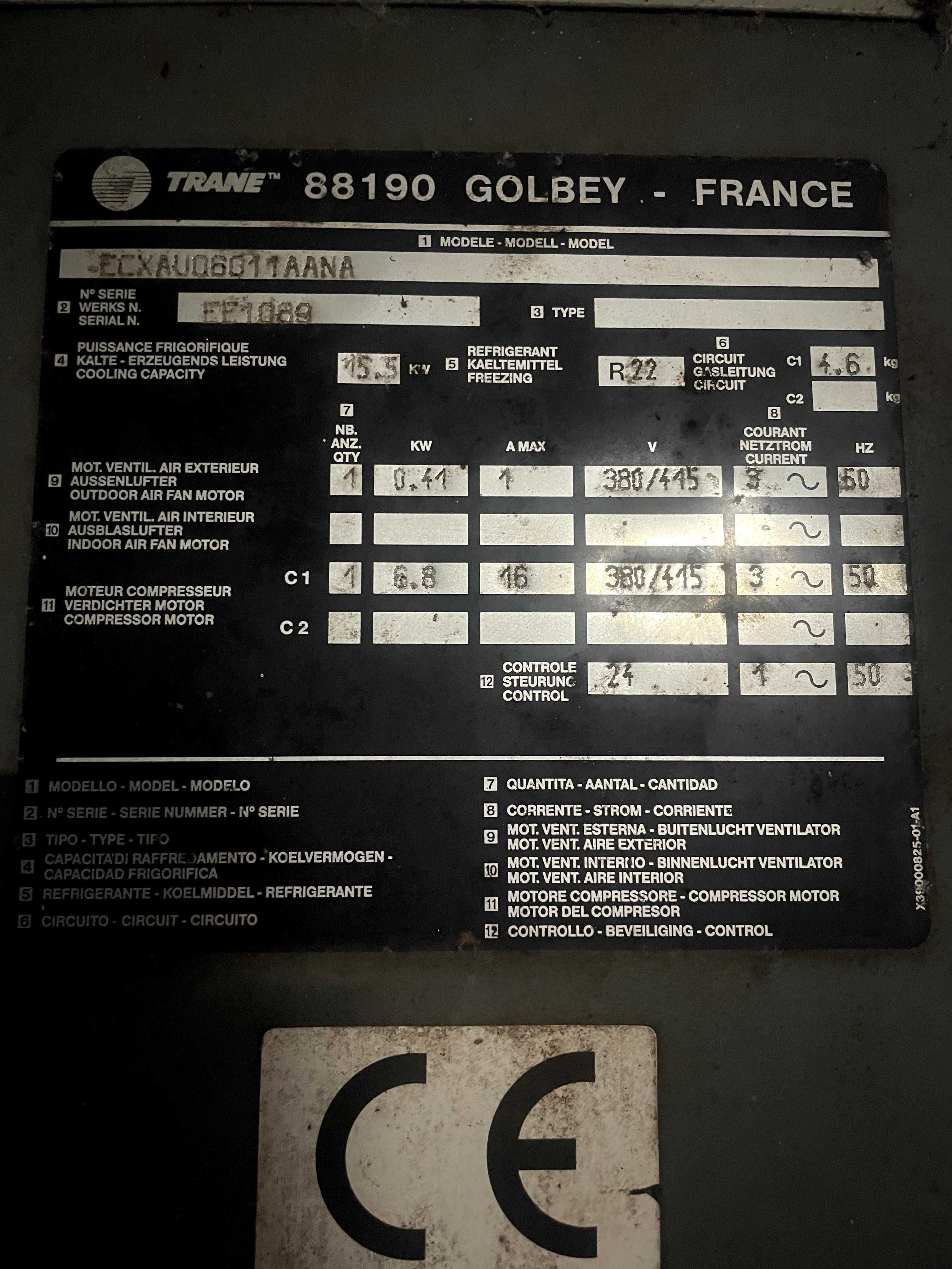 Chiller Trane 88190 GOLBEY - Usado