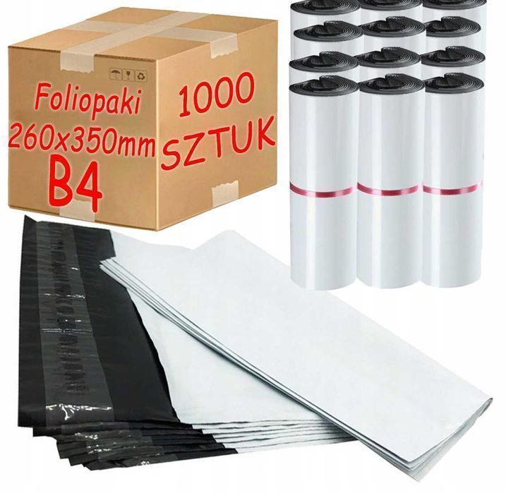 Foliopaki Kurierskie Białe B4 260X350Mm - 1000 Szt.