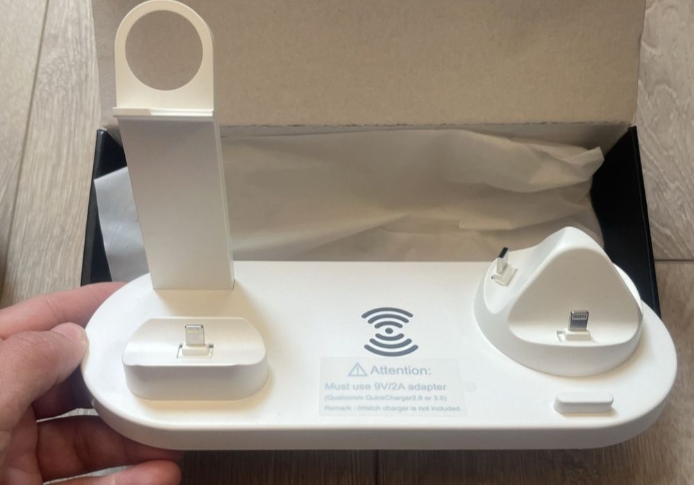 Безпроводна зарядка для телефона, годинника та  навушников.