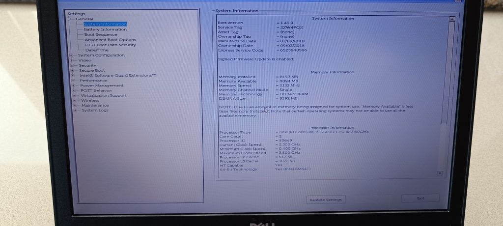 Portátil DELL 7290
