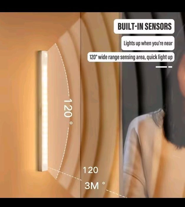 Listwa LED z czujnikiem ruchu 50cm barwa biała. Akumulator.