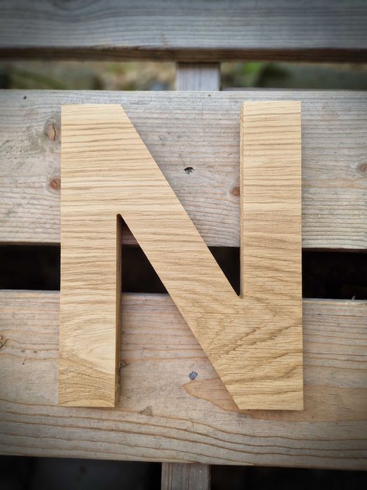 Litery z drewna, dębowe 20cm, litery dekoracyjne drewniane, Arial