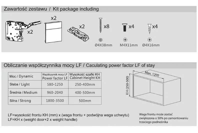 Podnośnik do mebli, klap z hamulcem, szary AMIX / DTC TOP-STAYS SQ