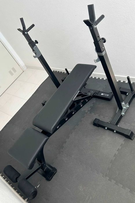 Conjunto Musculação Banco + Rack + Bases de chão