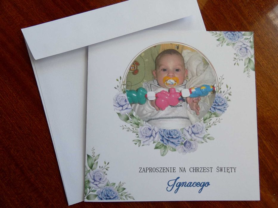 zaproszenia na chrzest święty, roczek, urodziny ze zdjęciem