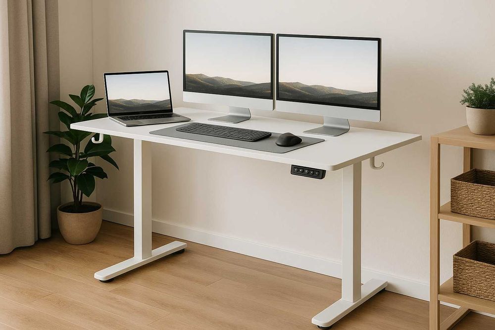 Nowe Biurko Elektryczne Regulowane 120x60cm Gamingowe do Domu do Biura