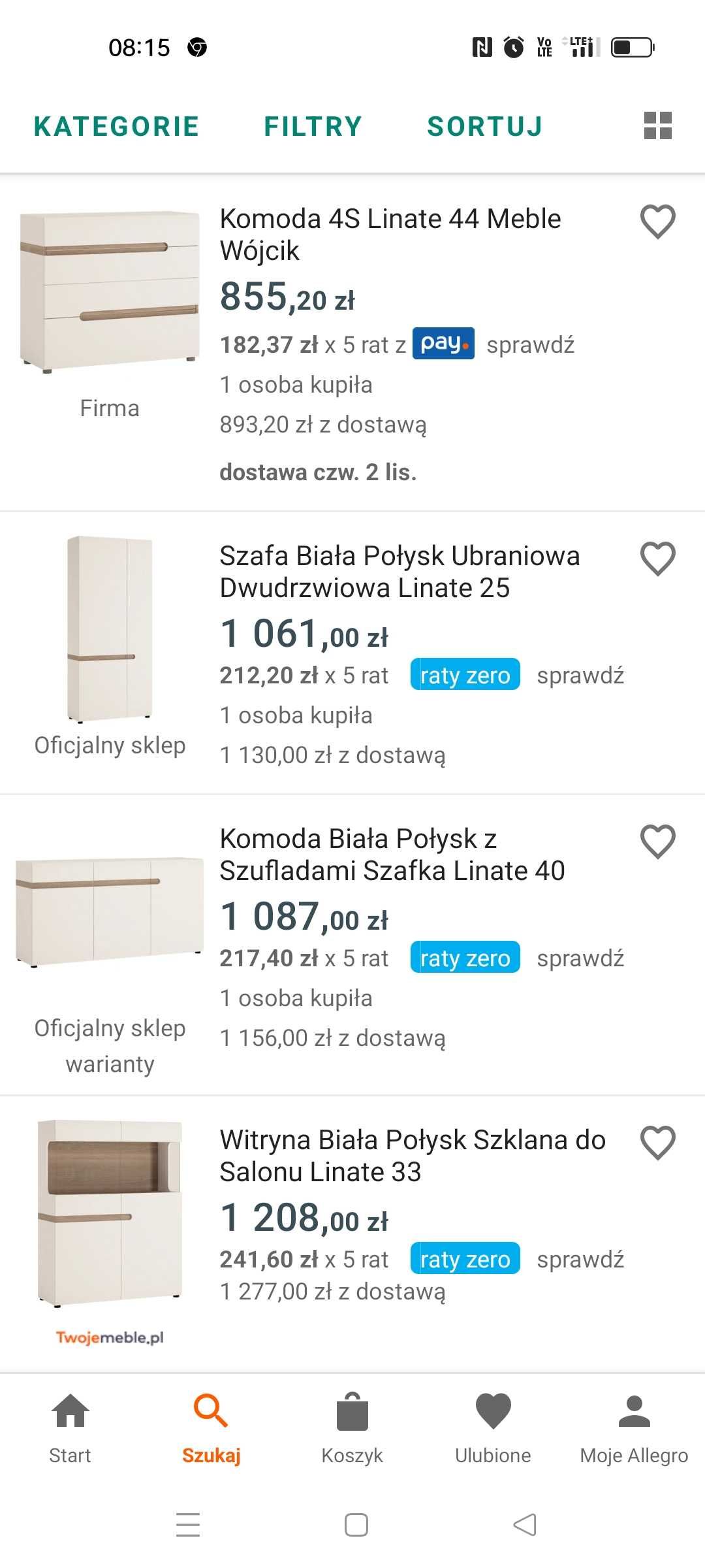 Szafa wysoki połysk biała Linate