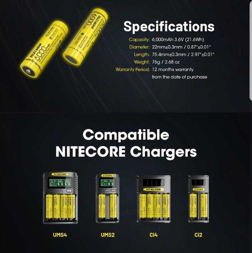 Аккумулятор Nitecore NL2160HP 6000mAh + фонарик в подарок!