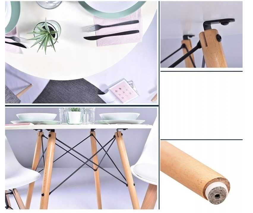 STÓŁ OKRĄGŁY KUCHENNY Skandynawski 80x75cm Biały + Gratis