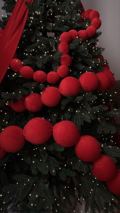 Буси декоративні для ялинки та фасаду. Гірлянда оксамитова