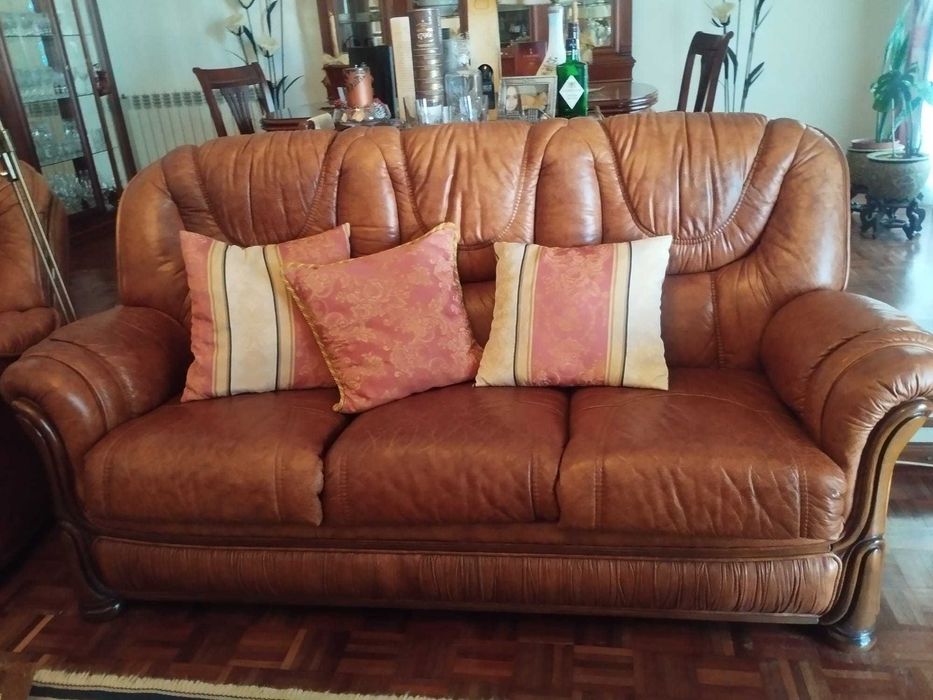 Sofás de pele castanho