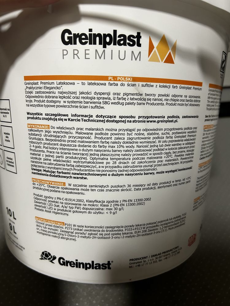 Farba lateksowa beżowa taupe 9L Greinplast