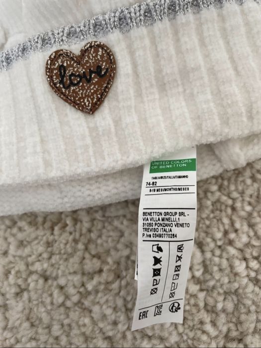 Czapeczka Benetton, rozmiar 74-82, 9-18m, szenil