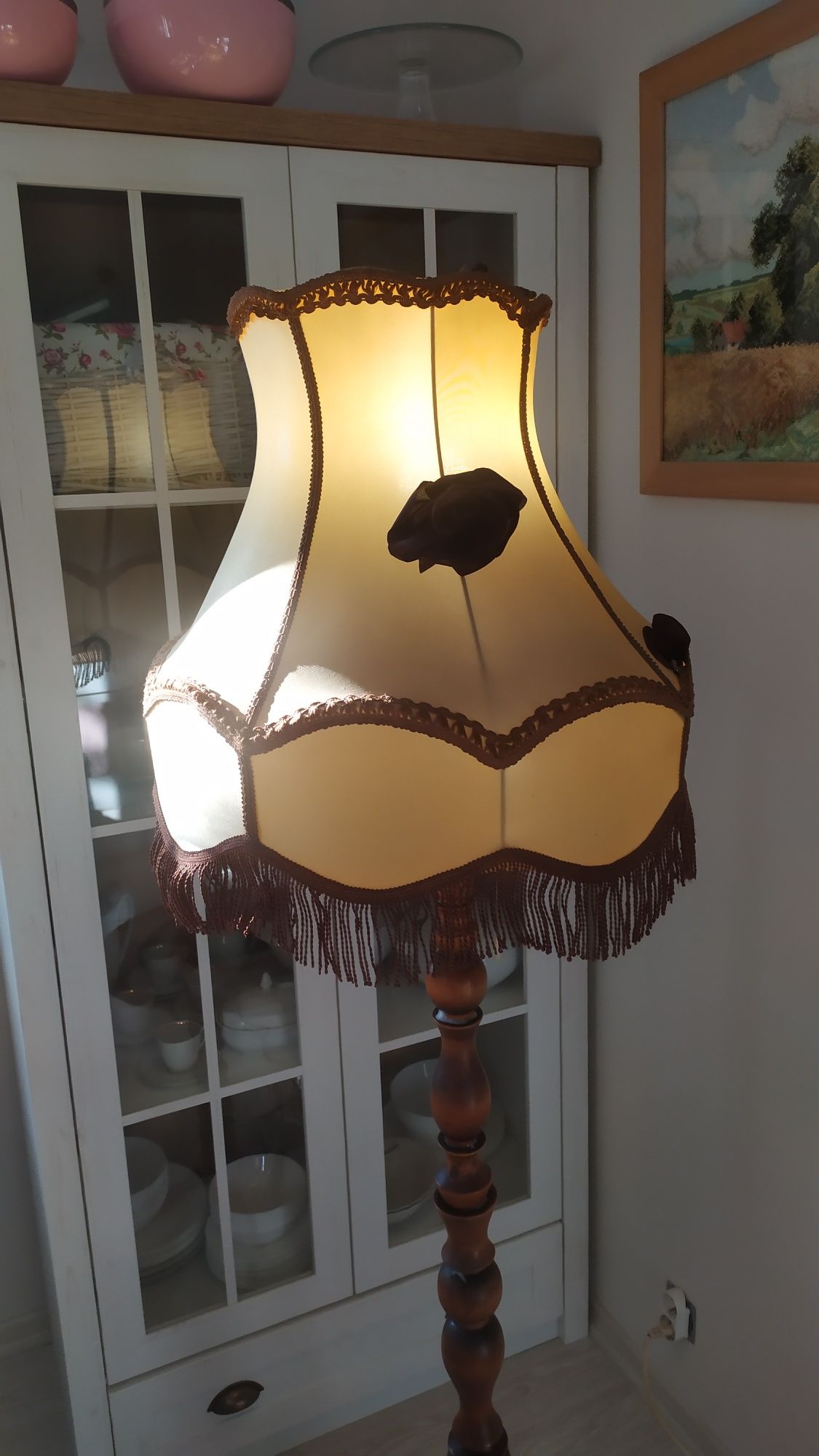 Lampa stojąca z abażurem lata 70 Vintage