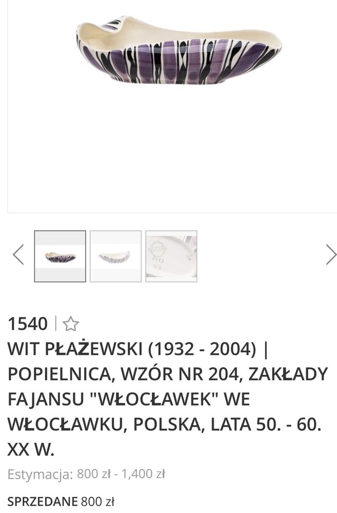 Popielnica pikasiak / ceramika z Włocławka