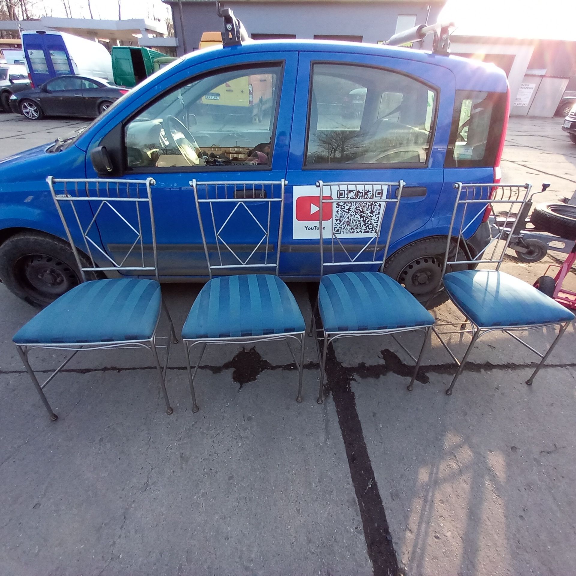 Krzesła niebieskie krzesła metalowe solidne