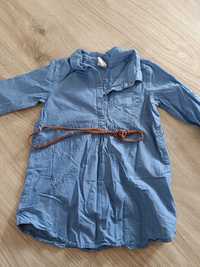 Koszula tunika sukienka jeansowa dla dziewczynki H&M 92cm