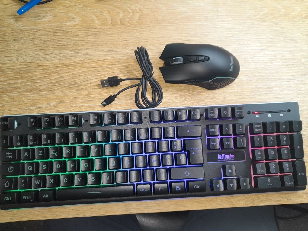 klawiatura plus mysz bezprzewodowe redthunder k10 układ azerty gaming