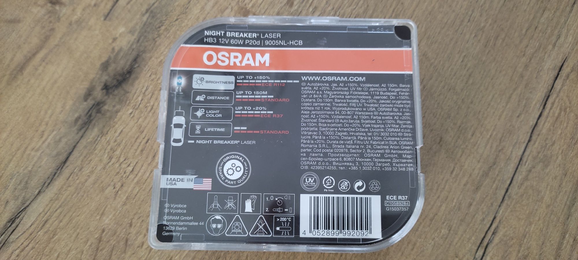 Żarówki OSRAM Night Breaker Laser +150% HB3 12V 60W (2 szt.)