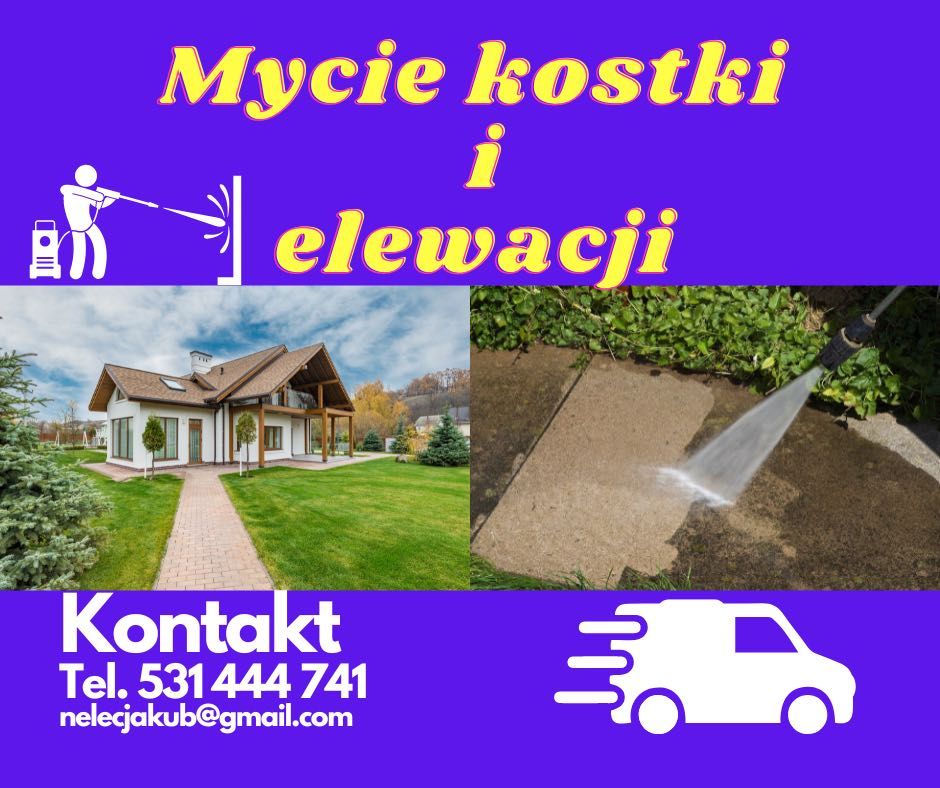 Mycie kostki i elewacji