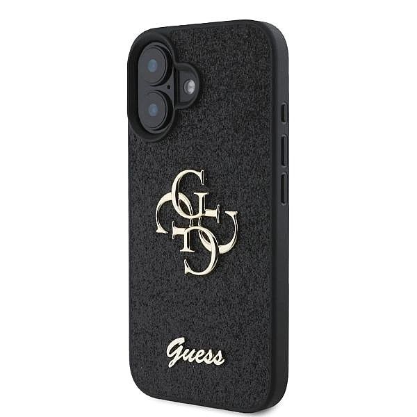 Etui Guess Fixed Glitter Big 4G na iPhone 16 - czarne