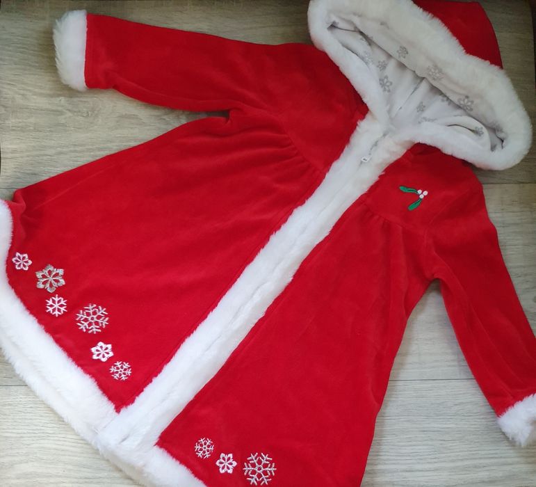 Костюм новорічний з капюшоном, сукня червона, для фотосесії