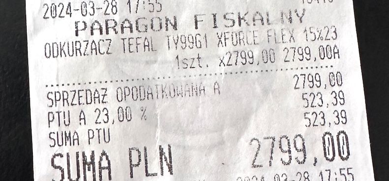 Tefal x-Force flex 15.60 odkurzacz pionowy funkcja mycia