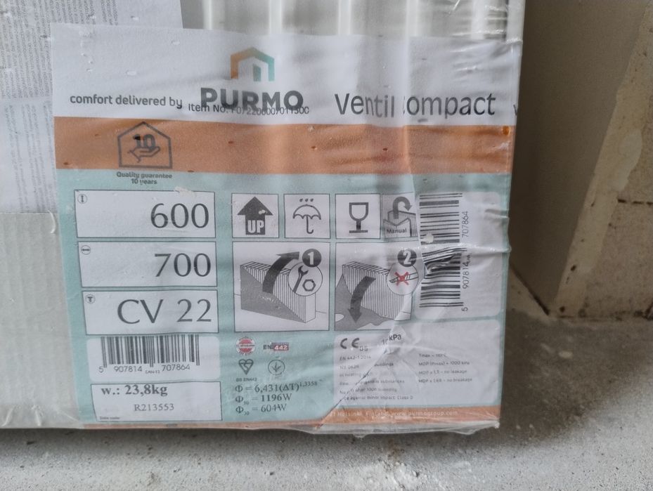 Grzejnik Purmo Ventil Compact Cv22 600X700