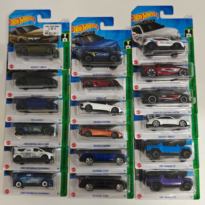 Hot Wheels Green Speed 2024 – 18 modeli Seria Mustang, Tesla, Hummer