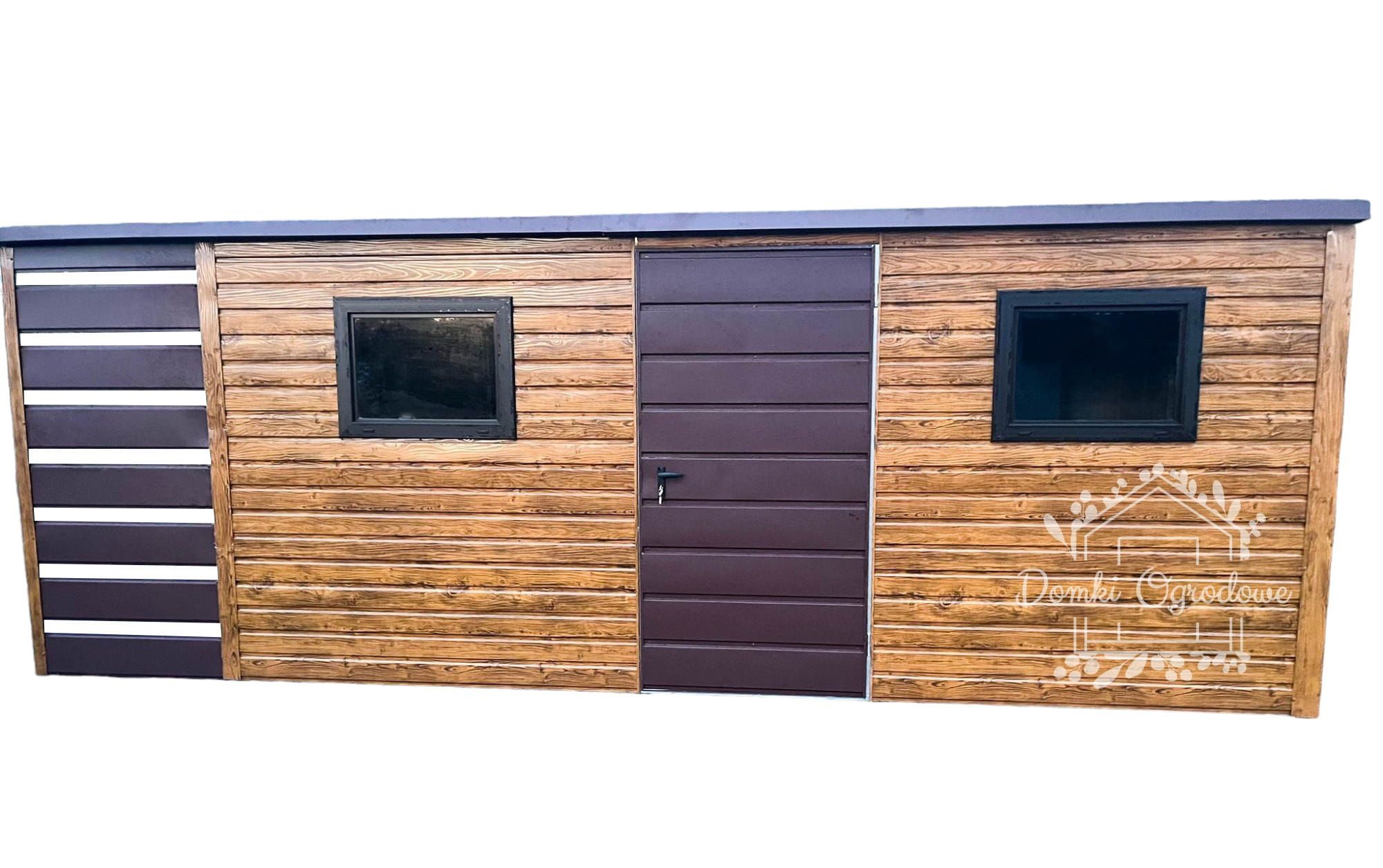 Domek Ogrodowy 5x2,5m Wiata 1,5m Jasny orzech - Drewnopodobny  ID558