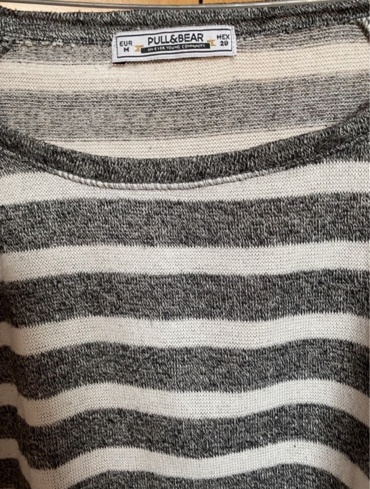 Camisola Riscas Branca e Cinzenta