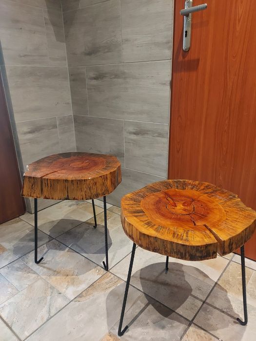 Stolik z plastra drewna, kawowy, loft