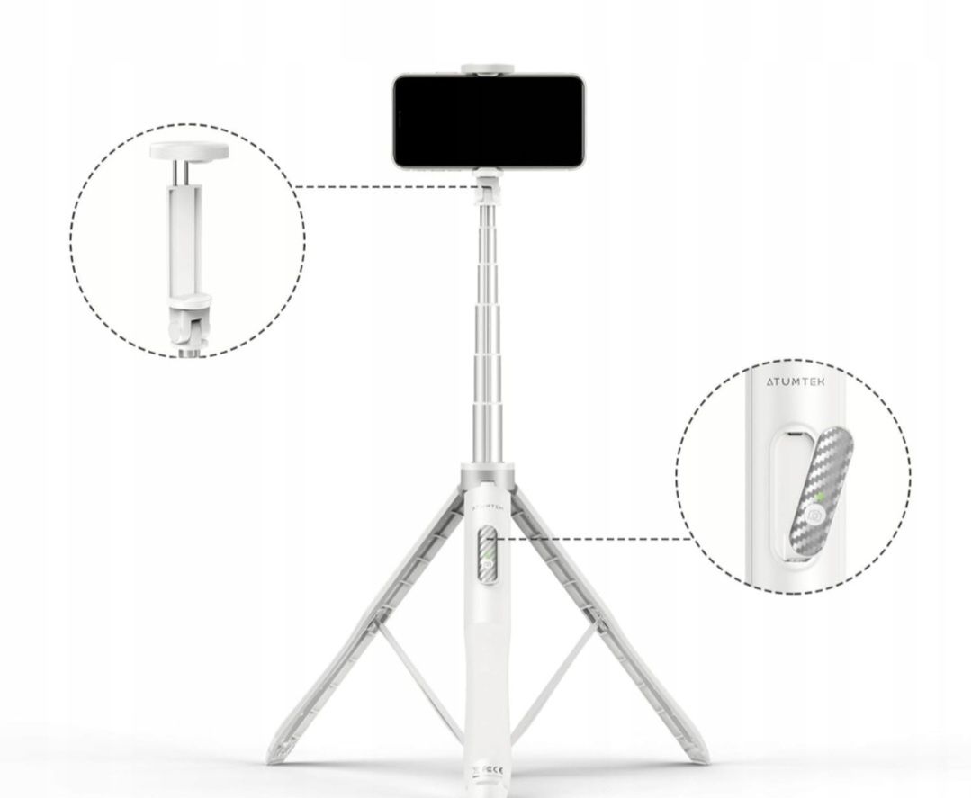 Designerski Selfie Stick + Statyw do telefonu w jednym marki Atumtek