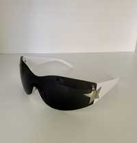 Nowe białe okulary przeciwsłoneczne na lato z gwiazdkami unisex y2k