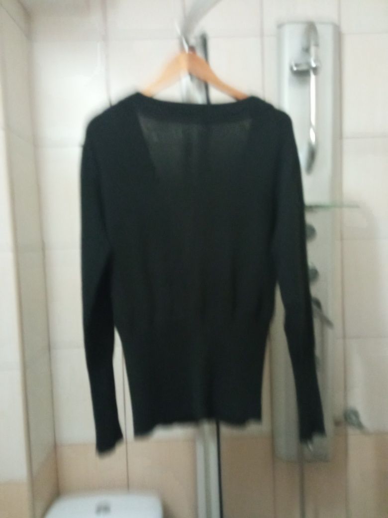 Sweter damski czarny rozpinany L sweterek