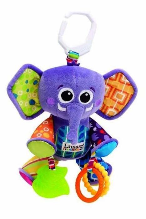 Pluszowa sensoryczna zawieszka, fioletowy Słonik  Tomy Lamaze