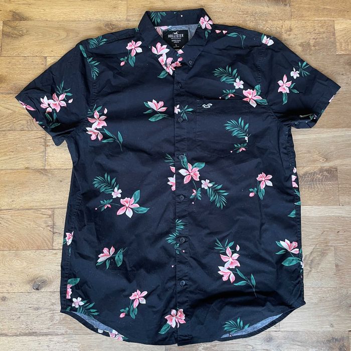 Hollister California Męska Modna Koszula Hawajska Kwiaty Rozm. L