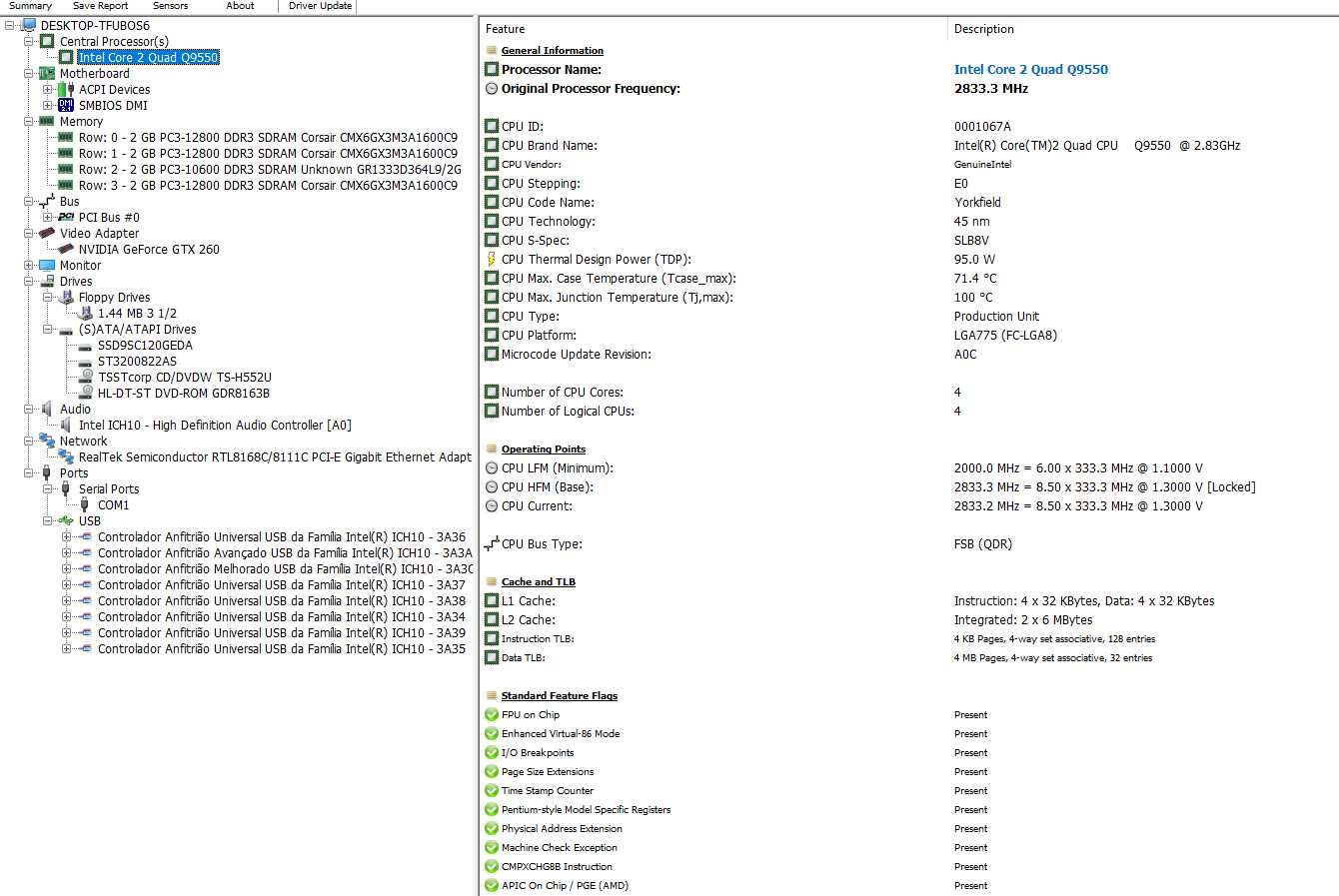 Core 2 Quad Q9550 - 8GB RAM - 120GB SSD/200GB HDD - 64 Bits