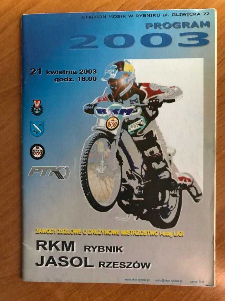 Program żużlowy DMP I RKM Rybnik - Jasol Rzeszów [Rybnik, 2003r.]