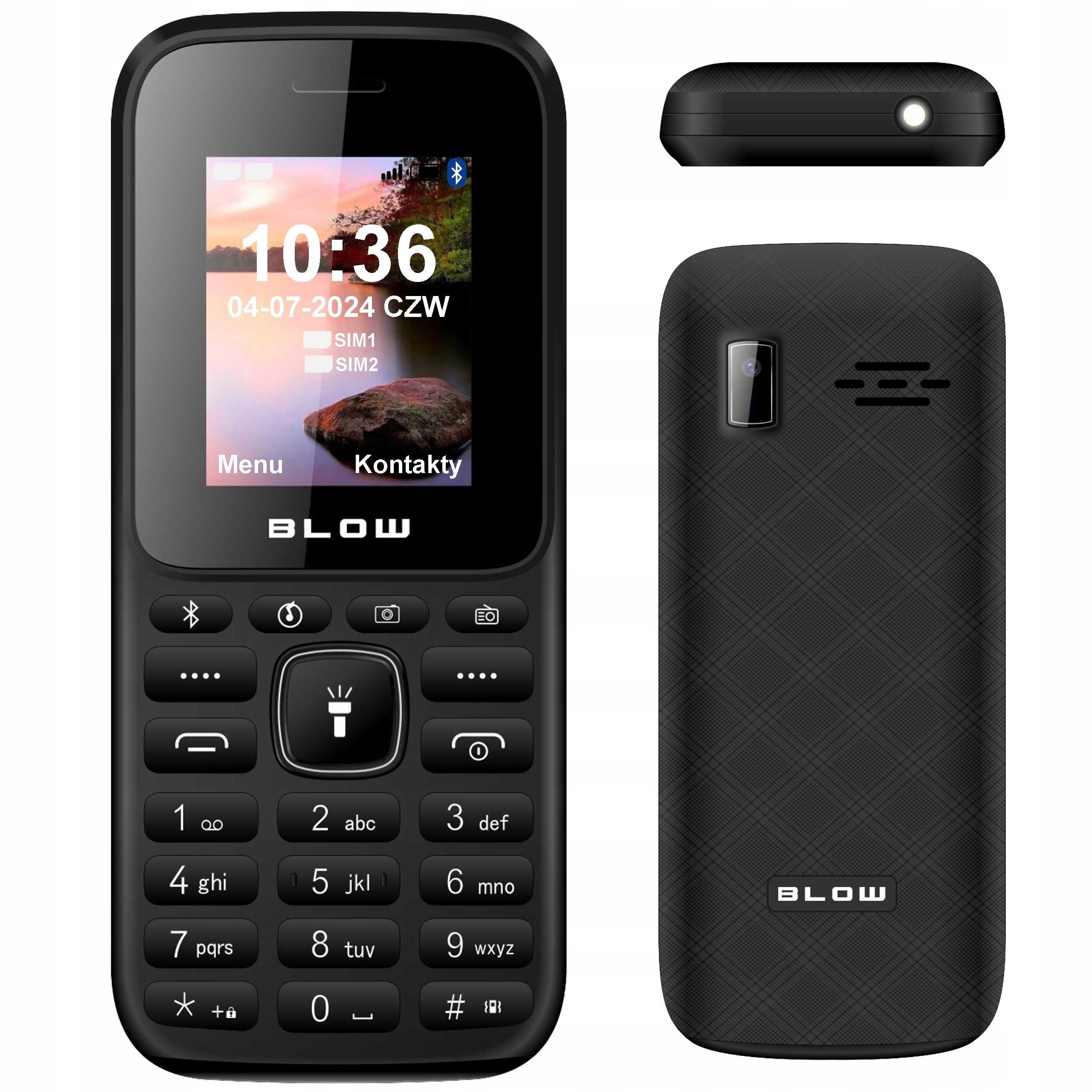 Telefon Dla Seniora Głośny Aparat Latarka Radio Dual Sim Bluetooth
