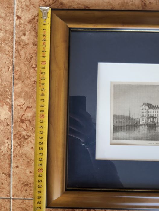 Gravura antiga em madeira paisagem Amsterdam 1890