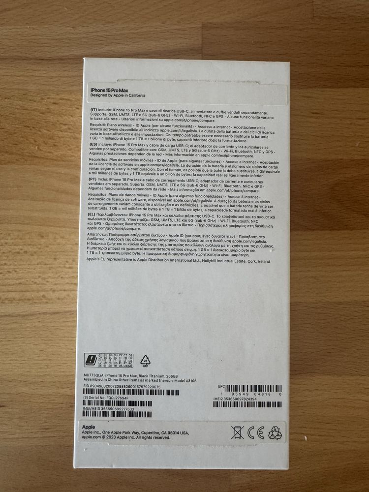 iPhone 15 Pro Max - Fatura/Garantia