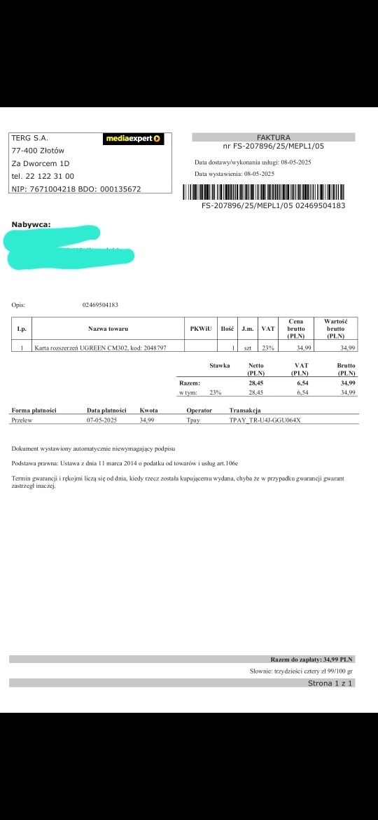 Karta rozszerzeń PCI-E do dysków ssd M.2